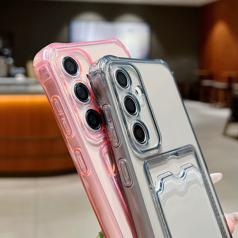Transparente Handyhülle mit Kartenfach für Samsung Galaxy S25 S24 S23 S22 Ultra FE und weitere Modelle - Bild 2