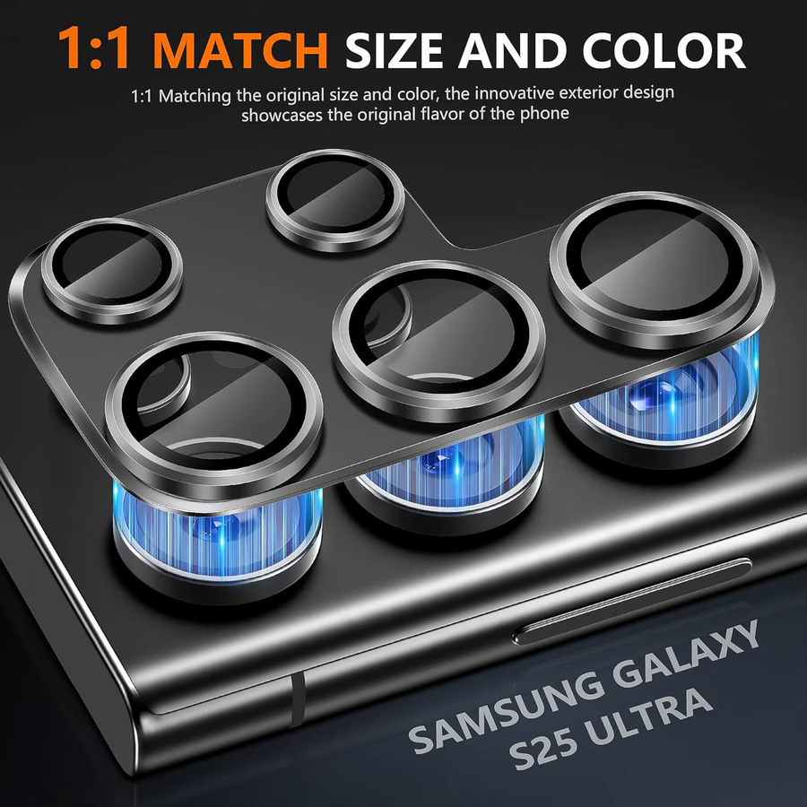Metallring Glas-Kameralinsen-Schutz für Samsung Galaxy S26 S25 S24 Ultra Plus in Schwarz - Bild 2