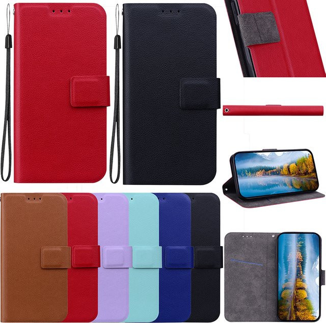 Magnetische Leder-Handyhülle Wallet Case für Motorola E20 E30 E40 E7I Power E6 Play E7 Plus E22i E13 E6i E6S in Schwarz - Bild 1