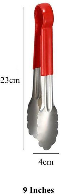 Yiran Furniture Grillzange aus Edelstahl mit Anti-Verbrühungs-Griff in Silber und Rot - Bild 1