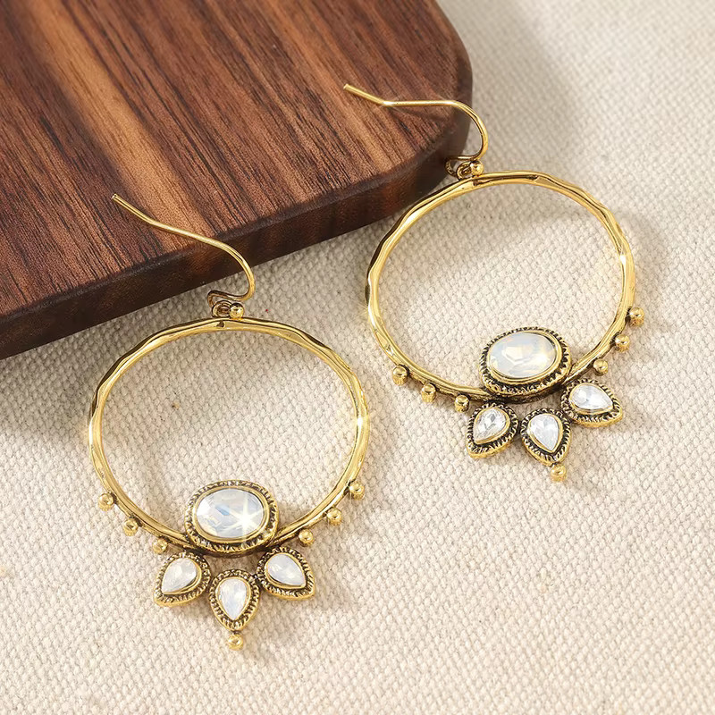 YoYo Ohrringe Tropfenform, Gold, Zirkonia, Damen, Vintage - Bild 2
