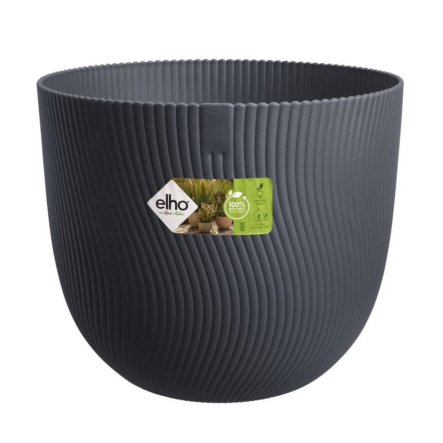 Elho Blumentopf Sereh rund in Schwarz, Durchmesser: 39 cm, Höhe: 33,5 cm - Bild 2