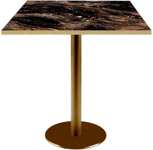 RestooTab Tisch Rome quadratisch mit goldmetallic Gestell und Platte in Schwarz, Café oder Messing, B/T/H: 70 x 70 x 75 cm - Bild 1
