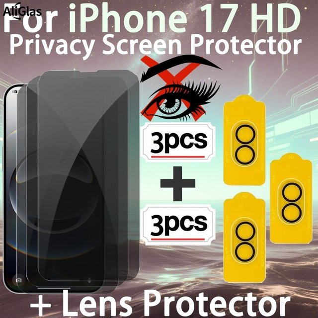 3er-Set Anti-Spion-Displayschutzfolien mit 3 Kameraobjektivschutz für iPhone 15 aus Glas - Bild 1