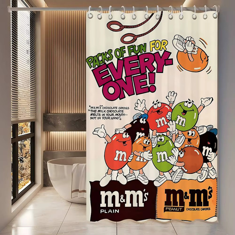 M&M'S Chocolate bedruckter Duschvorhang für dein Badezimmer, wasserdicht und schimmelresistent, Mehrfarbig, B: 150 cm, H: 180 cm - Bild 4