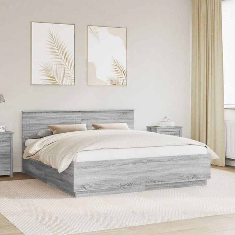 Modernes Bettgestell vidaXL aus Holzwerkstoff in Grau, B/T: 200 x 200 cm - Bild 1