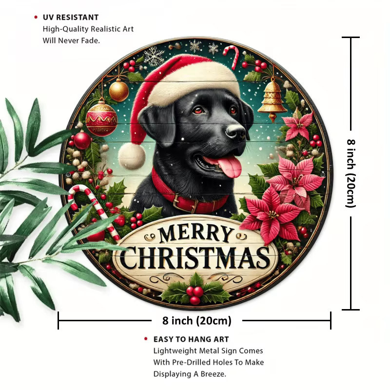 Rustikales Holzschild Potdemiel mit schwarzem Labrador für deine Weihnachtsdekoration, rund, Durchmesser: 20 cm - Bild 2