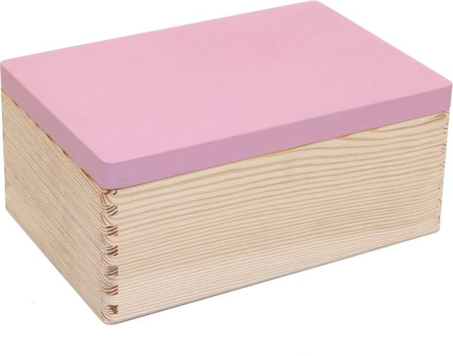 HolzFee Aufbewahrungsbox Holzkiste mit Deckel und Fingerverzinkung in Rosa, B: 20 cm, T: 30 cm, H: 13,5 cm - Bild 1