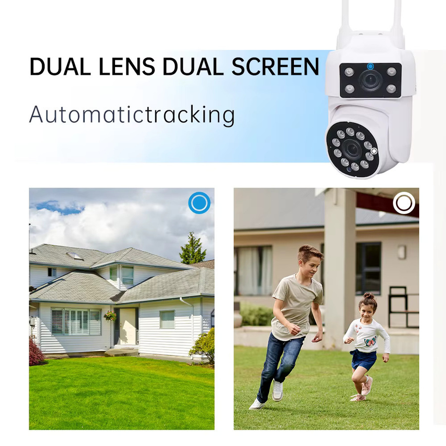 DDBROUGEN 8MP 4K Dual Lens PTZ Wifi Outdoor Überwachungskamera mit Dual Screen, AI Human Detect und Auto Tracking in Weiß - Bild 3