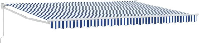 vidaXL Manuell Einziehbare Markise mit Kurbel aus Aluminium und Polyester, Blau und Weiß, B: 4 m, T: 2 m - Bild 1