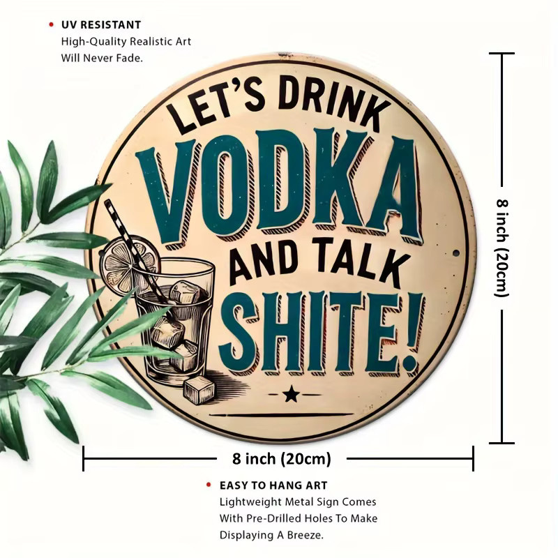 Potdemiel Vintage Aluminium Wandkunstschild Let's Drink Vodka and Talk Shite Multicolor B/H: 20 x 20 cm - Bild 2