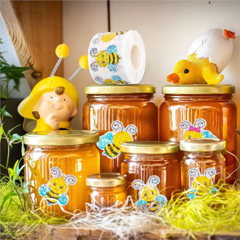 Runde selbstklebende Bienen-Aufkleber mit niedlichem Cartoon-Tier-Design, 100 Stück, Mehrfarbig, Dekorative Belohnungsetiketten aus Papier für Geschenke und Schreibwaren - Bild 4
