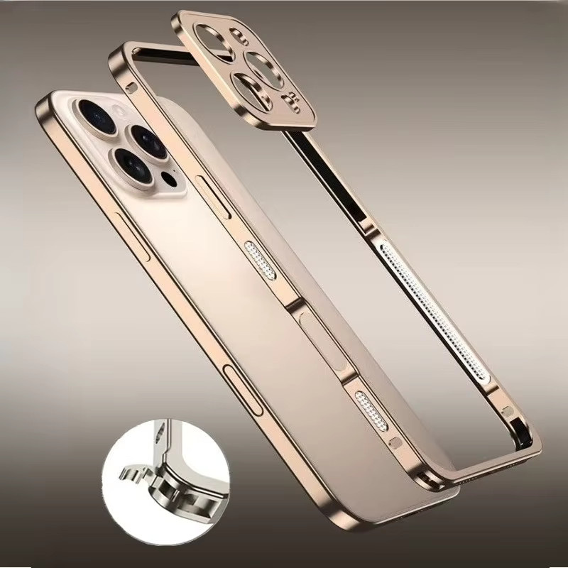 VYOPBC Stoßfeste Handyhülle aus Aluminiumlegierung mit Metall-Linsenschutz für iPhone 14, iPhone 15 Pro und iPhone 16 Pro Max sowie iPhone 17 Pro Max in Schwarz - Bild 4
