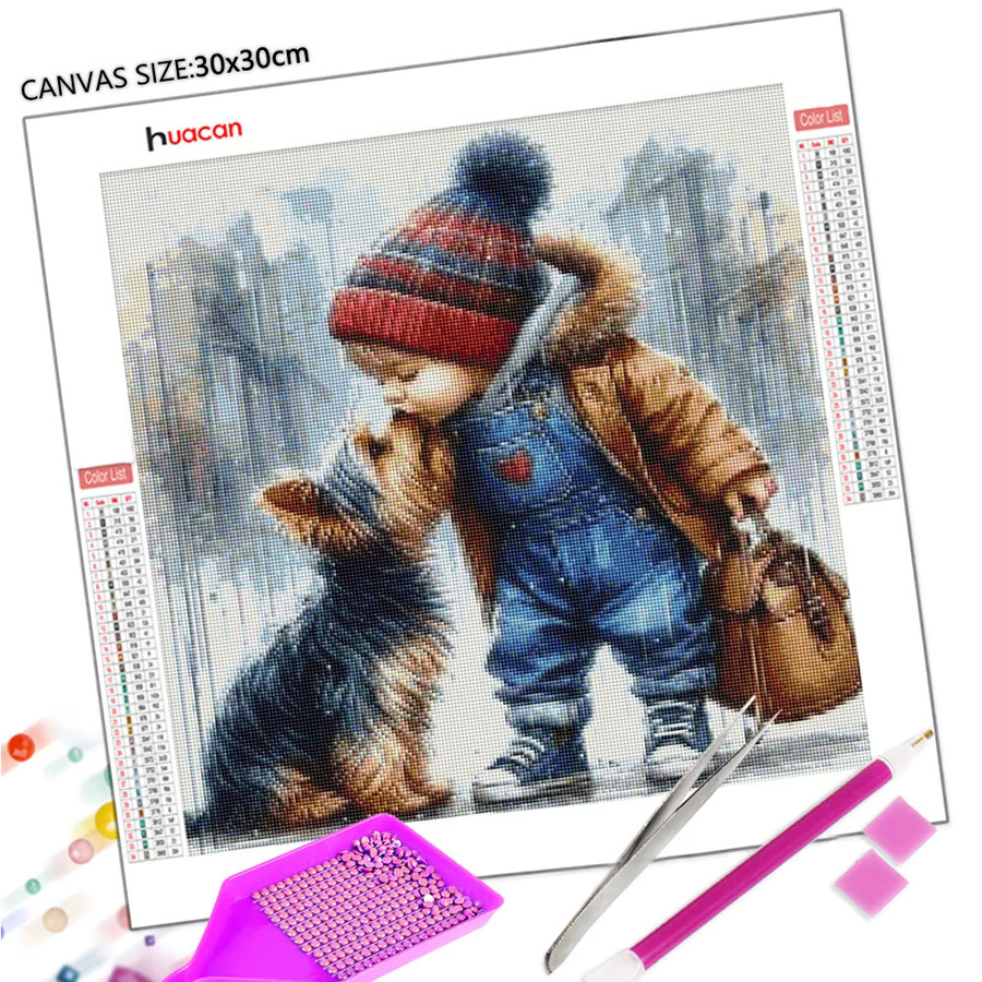 Huacan DIY Diamantmalerei 5D mit Cartoon Hund als Stickerei-Set für Kinder, Mehrfarbig, B/H: 20 x 20 cm - Bild 2