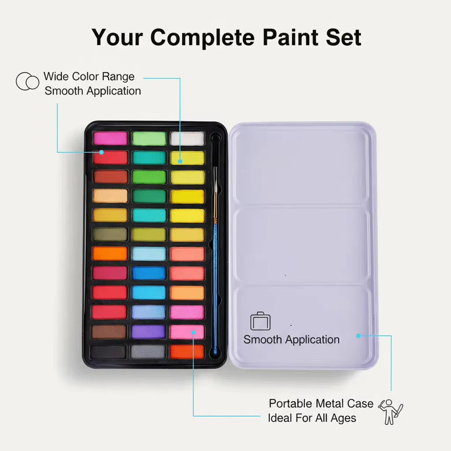 Tragbare Eisenbox mit Aquarellfarben-Set in Multicolour für Kunst und Handzeichnungen - Bild 4