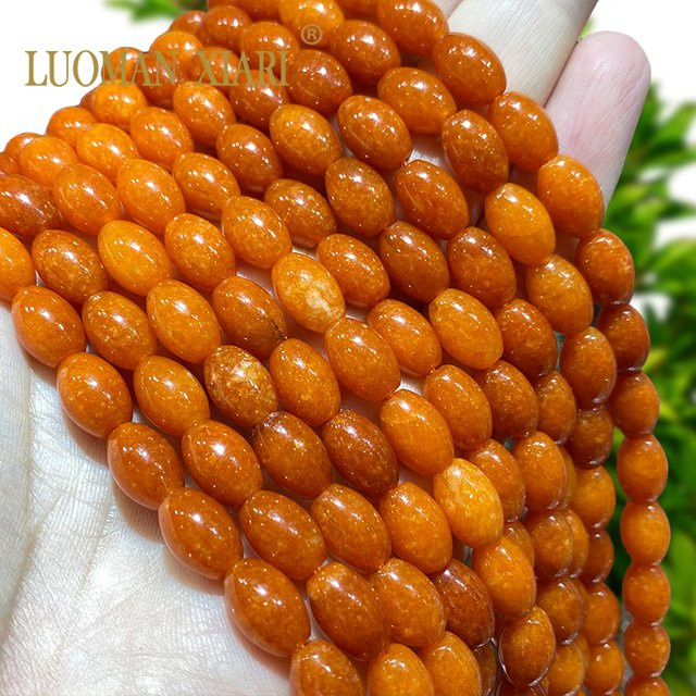 LUOMAN XIARI Perlen, Angelite Chalcedon, Orange, 8x12mm, Unisex - Bild 1