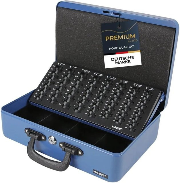 HMF Geldkassette mit Münzzählbrett und 2 Tragegriffen, Blau, B/T/H: 36 x 25 x 11 cm - Bild 1