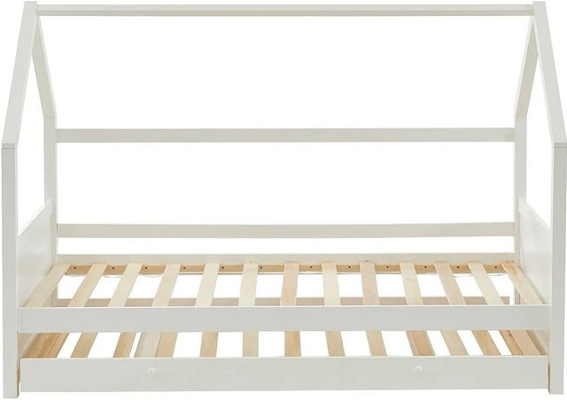 Vente-unique Hausbett Hurra für Kinder aus Kiefernholz in Weiß, B/T/H: 80–90 x 190/200 cm - Bild 1