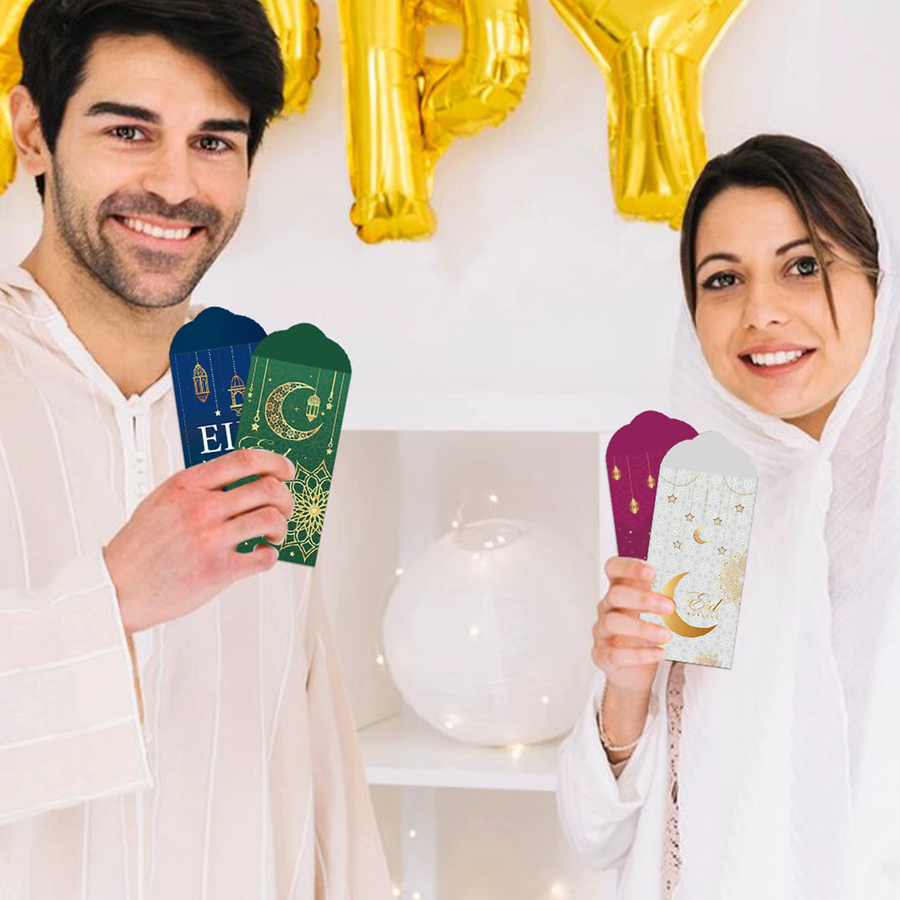 12 Stück Eid Mubarak Umschläge in Rot für Ramadan und Eid Al Adha Dekorationen und Geschenke - Bild 4