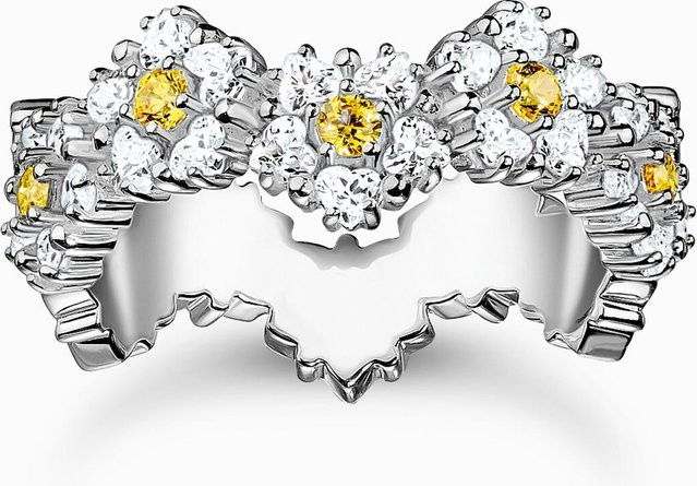 Thomas Sabo Ring, Blume mit Zirkonia, 925 Silber, Damen, Ringgröße 56 - Bild 1