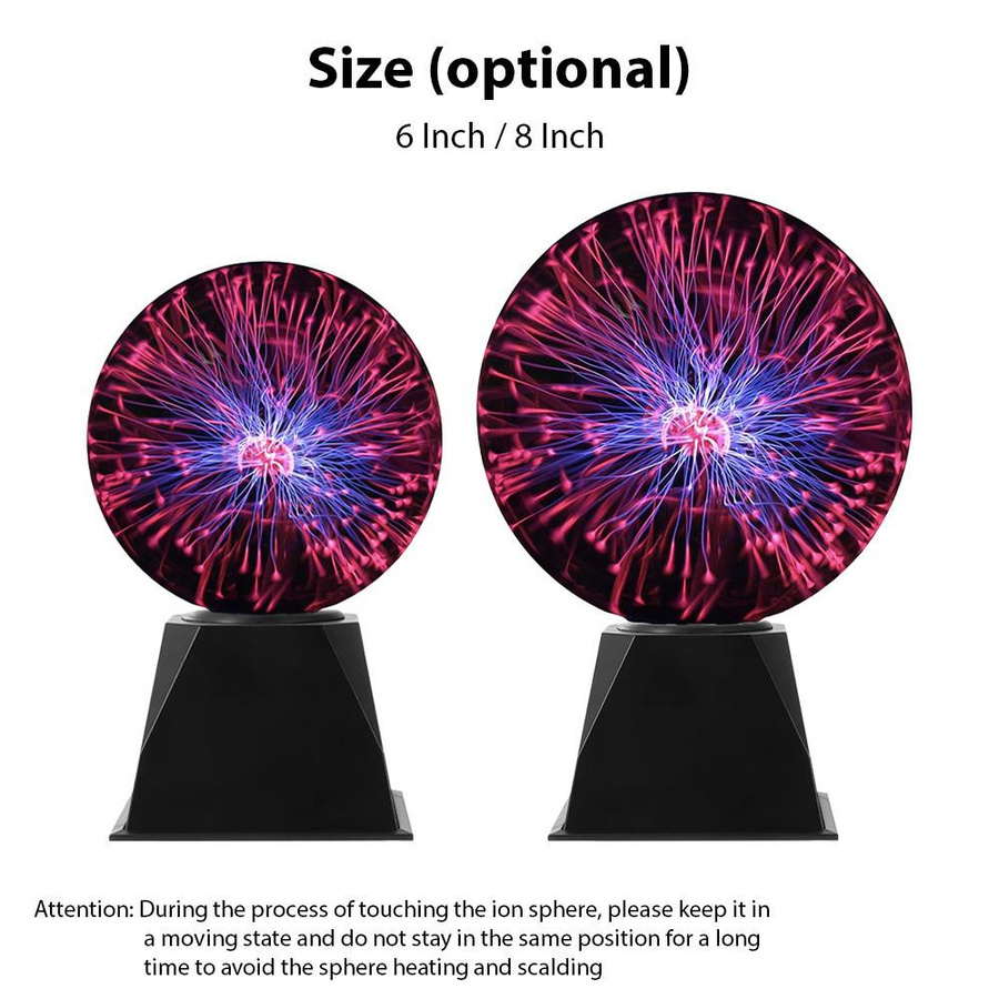 8-Zoll Plasma Ball mit Sound-Sensitivität und USB-Anschluss für Party und Dekoration - Bild 5