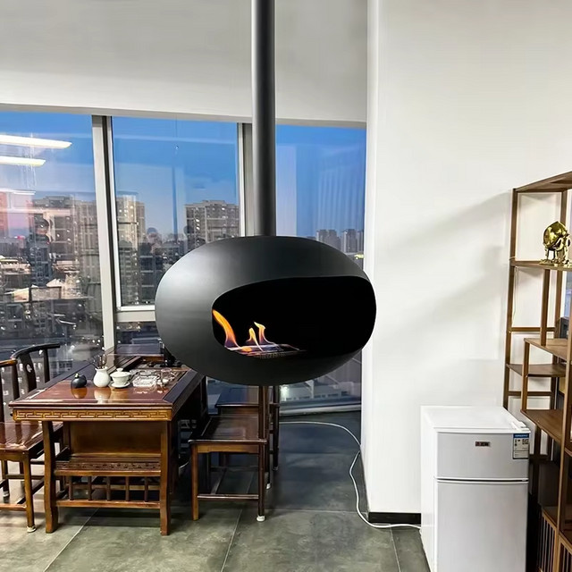 AFLYEVER Bio-Ethanol-Kamin in Schwarz als hängender Deckeneinbau oder Wandmontage für die Wohnraumdekoration - Bild 1