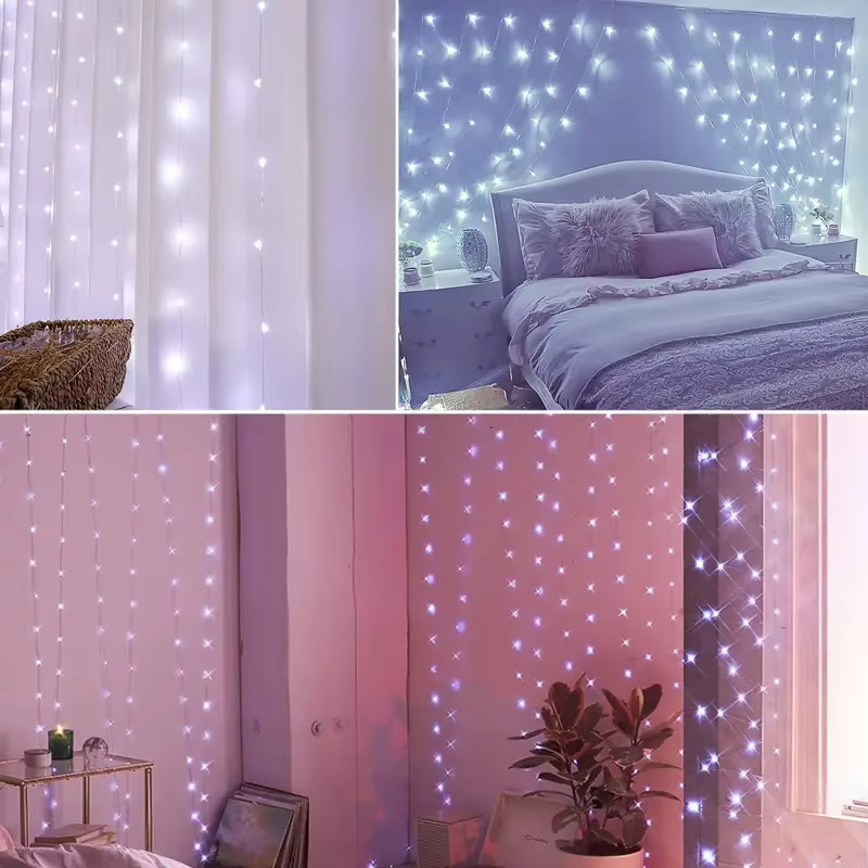 OKAL RED EAST USB LED Weihnachts-Lichterkette als Lichtvorhang in Warmweiß für dein Schlafzimmer - Bild 2