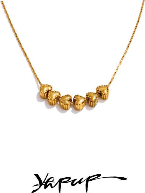 Yhpup Halskette, Herz-Liebes-Tropfen, Edelstahl, Gold, Unisex - Bild 1