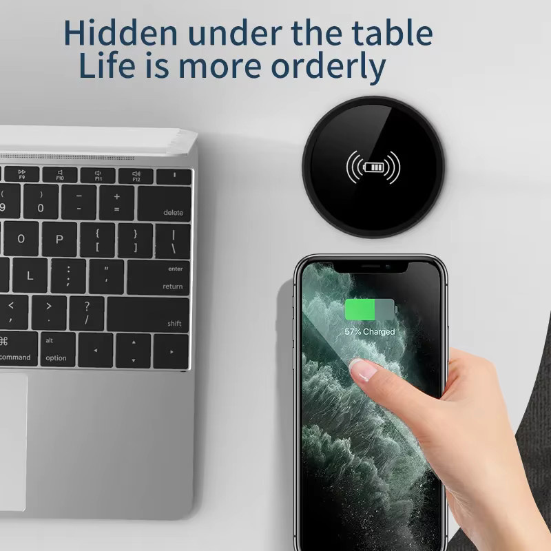 VIKEFON Kabelloses Desktop-Embedded-Ladegerät in Schwarz für iPhone, Samsung, Huawei und Xiaomi mit schneller induktiver Ladefunktion - Bild 2
