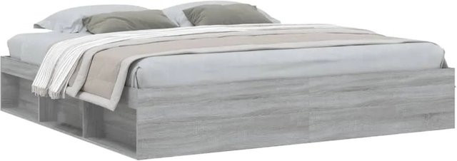 vidaXL Bettgestell in Grau Sonoma mit modernem Stil und Seitenfächern, B/T: 200 x 200 cm - Bild 1