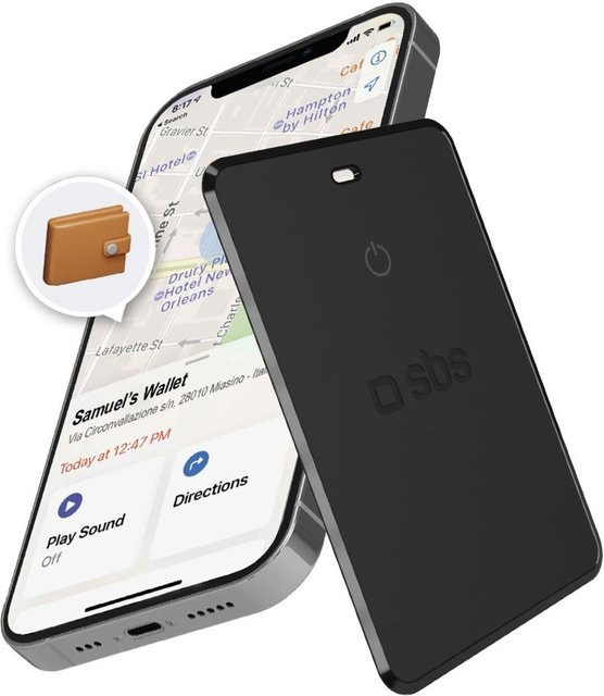 Ultraflacher Objektsucher kompatibel mit Apple Find My in Schwarz - Bild 1