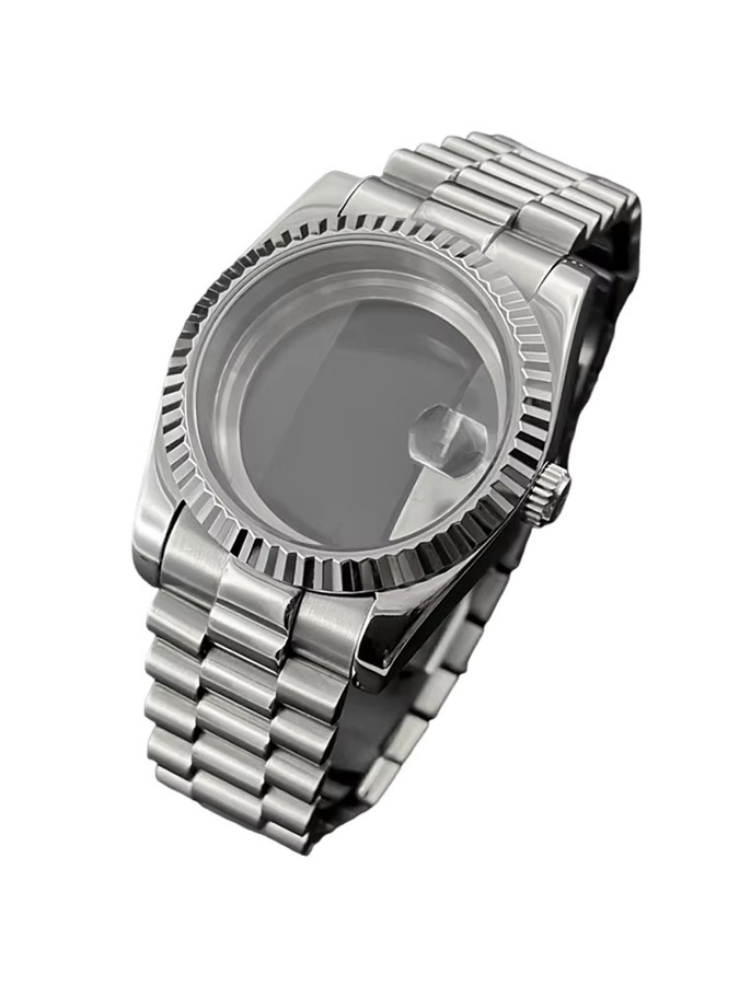 S Crown Uhrengehäuse, geriffelte Lünette, 36 mm/40 mm, Saphirglas, Präsidentenarmband - Bild 6