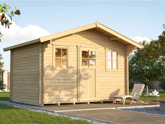 Weka Holz-Gartenhaus mit Satteldach und Vordach in Natur, B/T/H: 450 x 374 x 11,4 cm - Bild 1