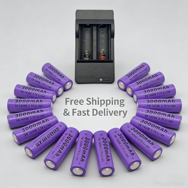 Koonenda AA Lithium-Batterie 3,7V 3000mAh wiederaufladbare Li-Ionen-Batterie in Lila - Bild 1