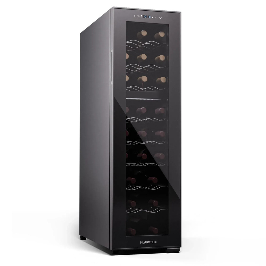 Klarstein Shiraz 24 Duo Weinkühlschrank in Schwarz mit 2 Zonen, 75 l Fassungsvermögen für 24 Flaschen und Touch-Bedienung - Bild 2