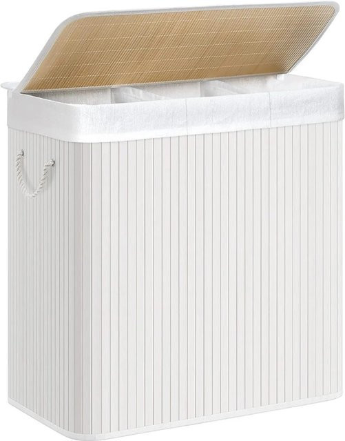 Songmics Wäschekorb mit 3 Sortierfächern in Weiß, B/T/H: 40 x 40 x 61,5 cm - Bild 1