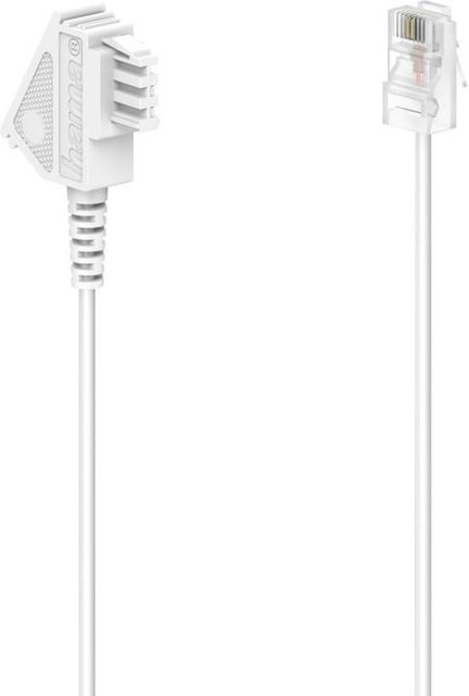 Hama DSL-Box-Kabel mit TAE-F-Stecker und Modular-Stecker 8p2c in Weiß, 6 m - Bild 1