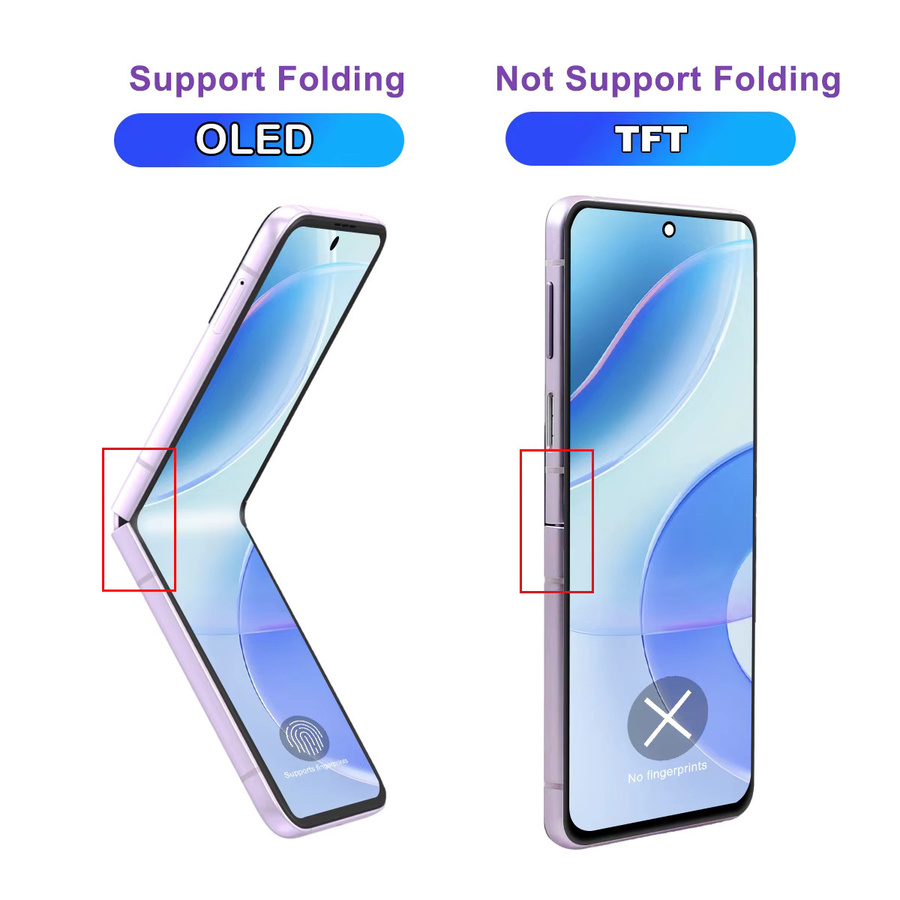Samsung Z Flip 4 5G Ersatz LCD-Display in TFT-Qualität, Farbe: Schwarz, kompatibel mit SM-F721 F721B - Bild 4