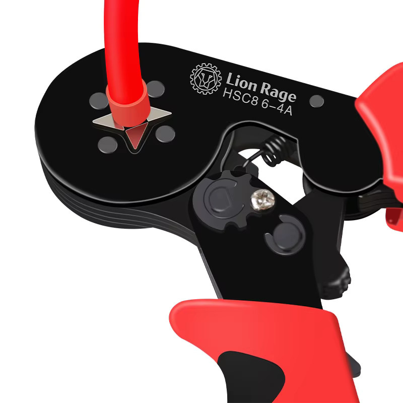 Lion Rage Crimpzange HSC8 6-4 für Aderendhülsen und Rohrklemmen mit 1020-teiligem Klemmen-Set in Rot - Bild 4