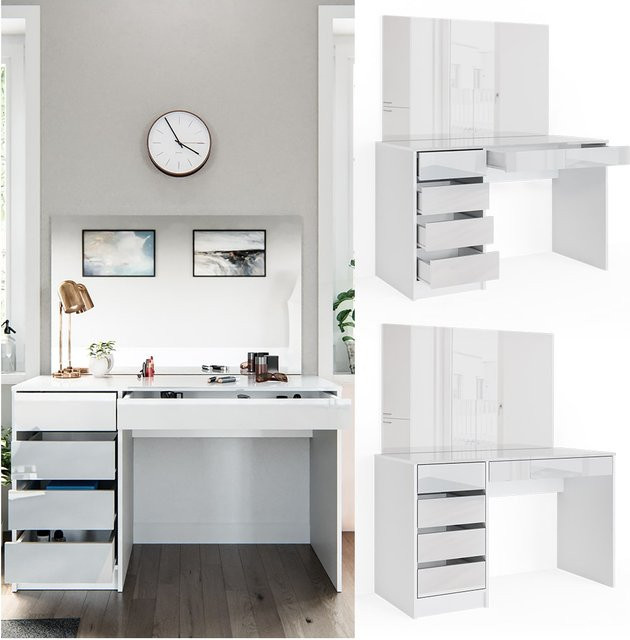 Vicco Schminktisch Sherry weiß mit Spiegel und 5 Schubladen, Breite: 120 cm - Bild 1
