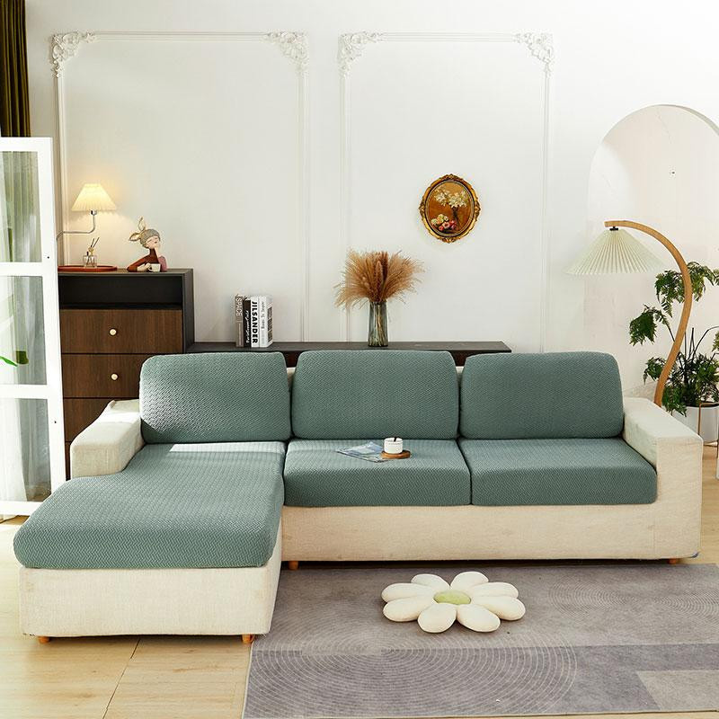LEVIVEI Jacquard-Sofa-Kissenbezug, dehnbar und rutschfest, weiß, Breite: 50 cm bis 63 cm - Bild 1