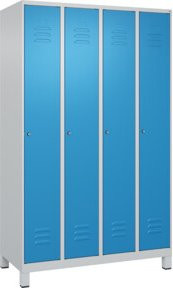 C+P Spind Classic PLUS Garderobenschrank mit 4 Abteilen, Stahlkonstruktion, Zylinderschloss und 3 Garderobenhaken, Höhe: 195 cm, Breite: 120 cm, Tiefe: 50 cm - Bild 1
