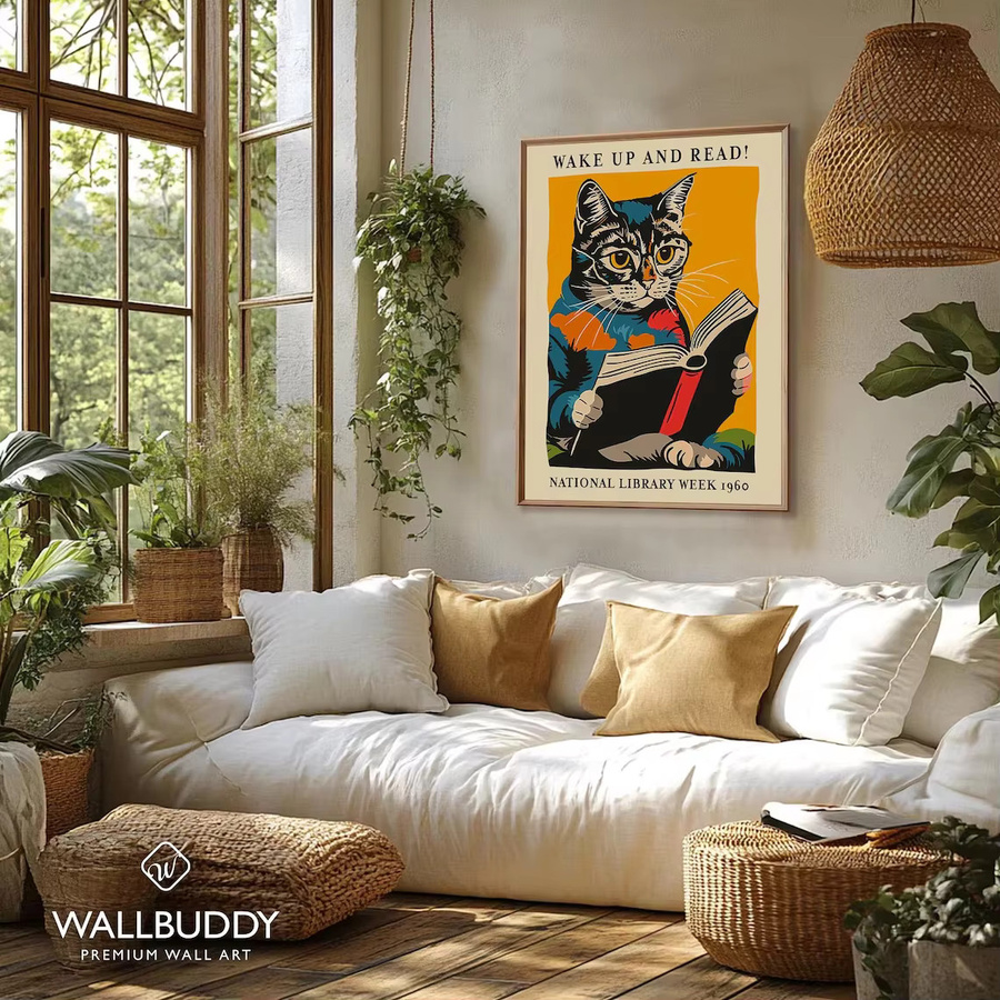 Mid-Century Art 1960 National Library Week Retro Vintage Wandkunstdruck auf Leinwand multicolor ungerahmt - Bild 2