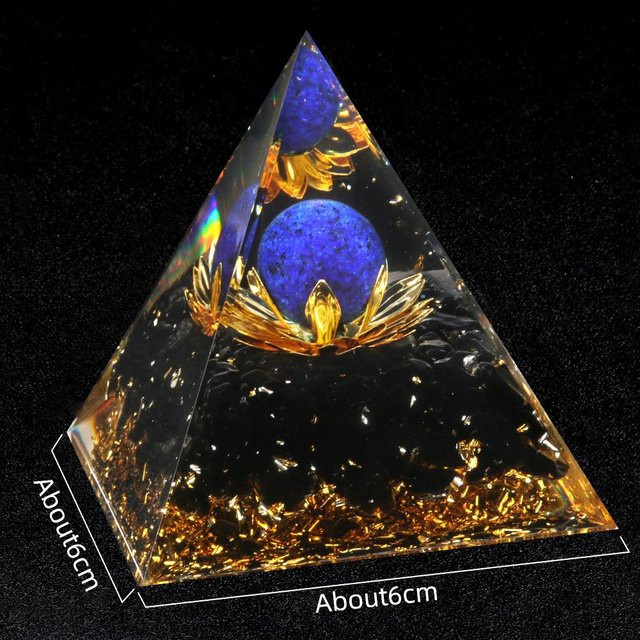 Teufelsauge Pyramide aus natürlichem Bruchstein und Lapislazuli von Yiran Furniture, Farbe: Blau, B/T/H: 6 x 6 x 6 cm - Bild 1