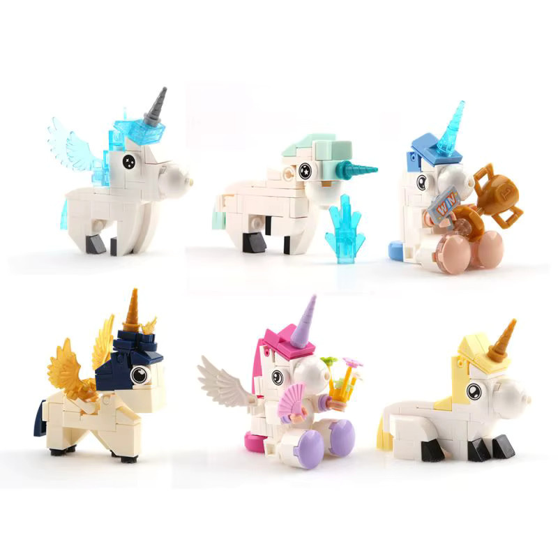 MEOA 6-in-1 Einhorn Bausteine Set aus Mini-Bricks in Mehrfarbig für Kinder als pädagogisches DIY Spielzeug - Bild 3