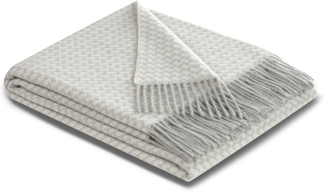 Plaid VIVO aus Wolle und Kaschmir in Grau mit Fransen, B/B: 170 x 130 cm - Bild 1