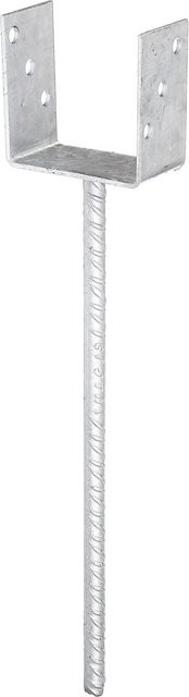 GAH Alberts U-Pfostenträger aus verzinktem Stahl in Silber, Breite: 101 mm, Tiefe: 100 mm, Höhe: 400 mm, Breite: 60 mm - Bild 1