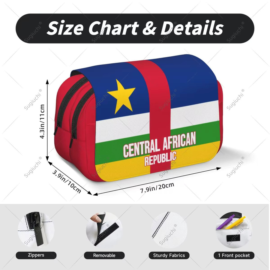 Stiftebeutel mit 3D-Design der Flagge der Zentralafrikanischen Republik aus Oxford-Gewebe in Mehrfarbig - Bild 2