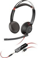 HP Poly Blackwire C5220 Stereo On-Ear Headset mit Noise Cancelling in Schwarz mit USB-A, USB-C und 3,5 mm Klinke Anschluss - Bild 1