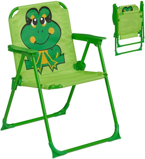 Relaxdays Kinder Klappstuhl Frosch, bunt, Polyester und Eisen, B/T/H: 51,5 x 36 x 37,5 cm - Bild 1